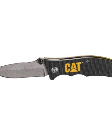 6″ Drop Point Folding Knife Black Handle Yellow Logo