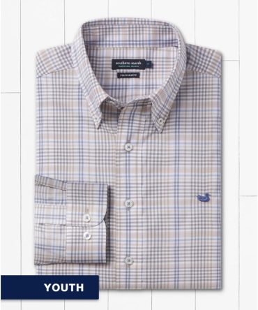 Southern Marsh – Youth Shores Windowpane Performance Dress Shirt