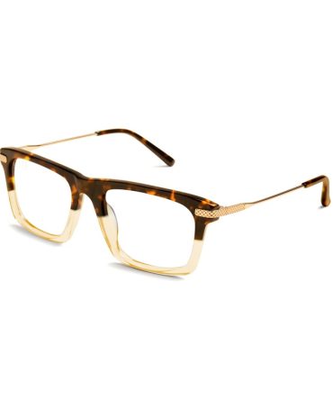 9FIVE Three Tortoise & Gold Split Clear Lens Glasses