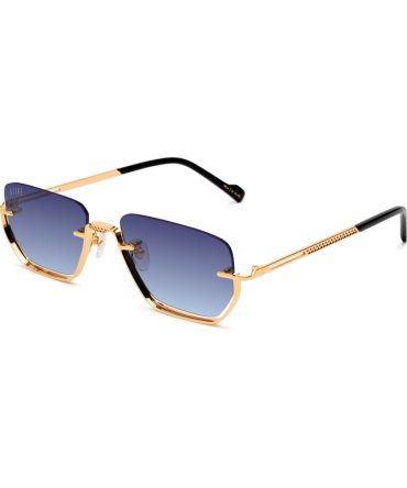 9FIVE Villa Black & 24K Gold – Midnight Blue Gradient Sunglasses