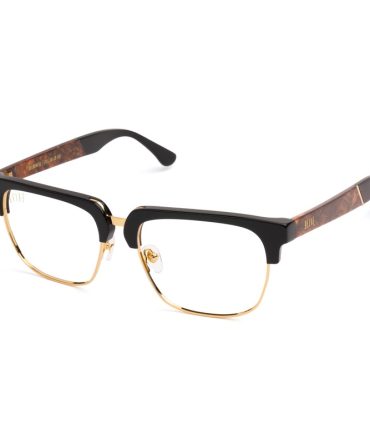 9FIVE Belmont XL Gold Marble & 24K Gold Clear Lens Glasses