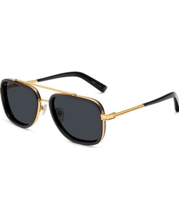 9FIVE Crowns Black & 24K Gold Sunglasses