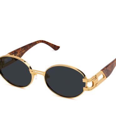 9FIVE St. James XL Gold Marble & 24K Gold Sunglasses